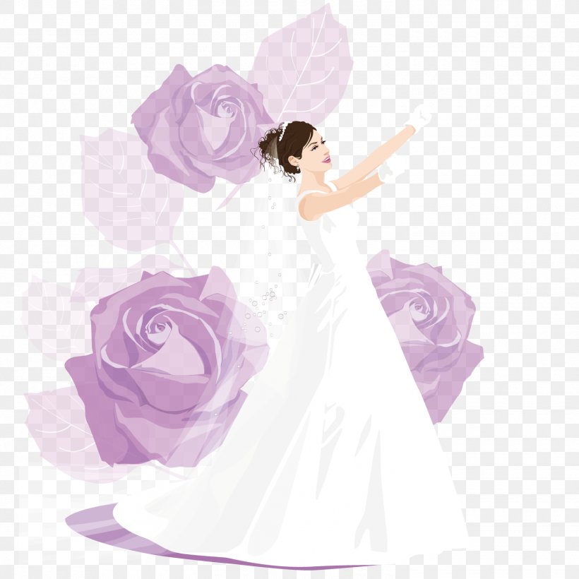 Wedding Marriage Bride Illustration, PNG, 1500x1501px, Watercolor, Cartoon, Flower, Frame, Heart Download Free