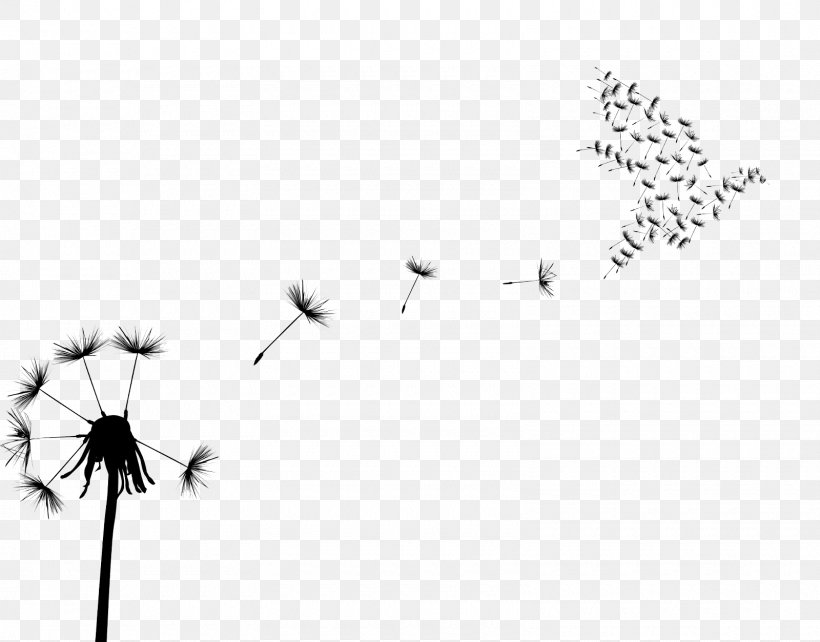 Bird Common Dandelion Flock Clip Art, PNG, 1600x1253px, Bird, Area, Black, Black And White, Branch Download Free