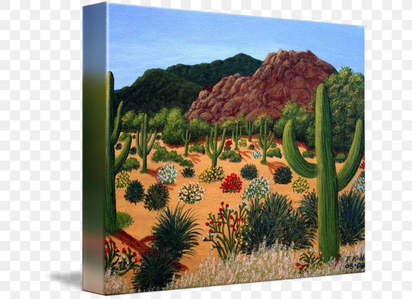Cactaceae Painting Canvas Print Landscape, PNG, 650x596px, Cactaceae, Acrylic Paint, Art, Artist, Biome Download Free