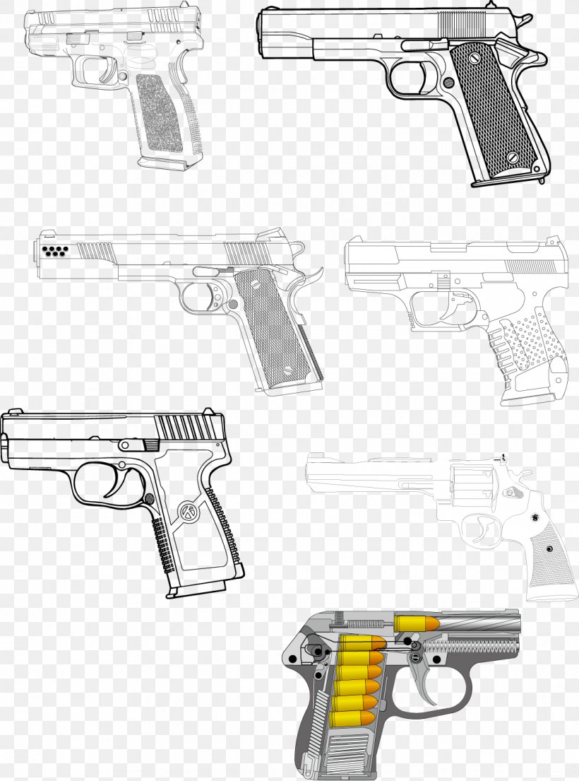 Firearm Pistol Weapon Handgun, PNG, 1118x1507px, Watercolor, Cartoon, Flower, Frame, Heart Download Free