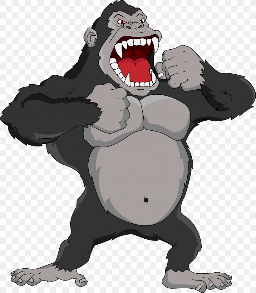 Gorilla Cartoon Clip Art, PNG, 3445x3944px, Gorilla, Aggression, Anger, Bear, Carnivoran Download Free