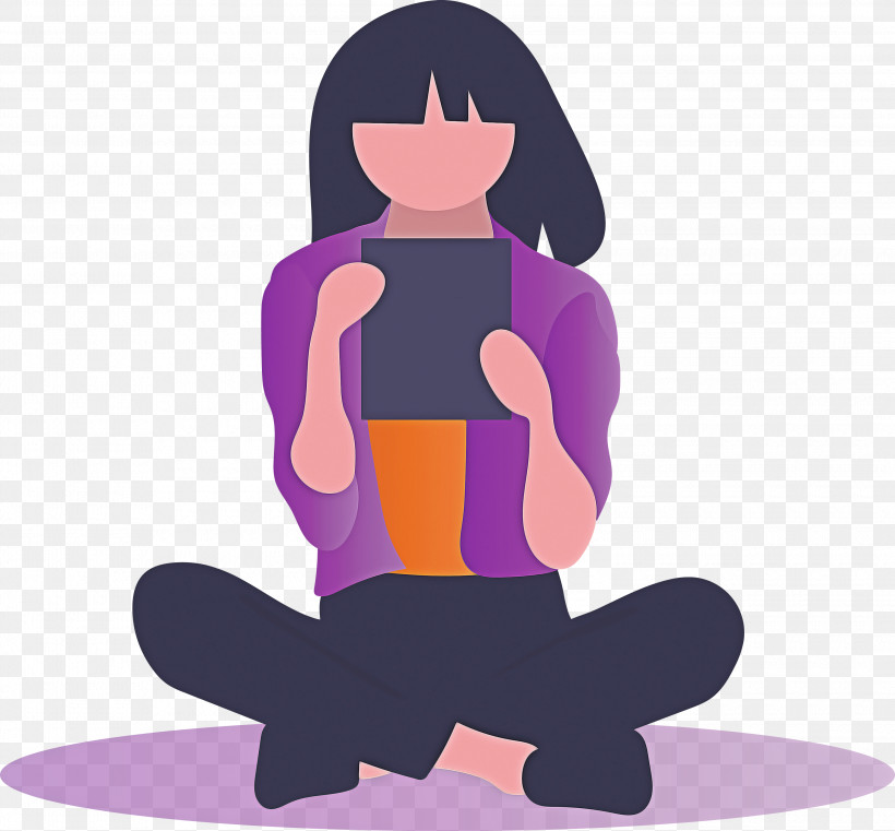 Reading Girl, PNG, 3000x2785px, Reading Girl, Kneeling, Meditation, Physical Fitness, Purple Download Free