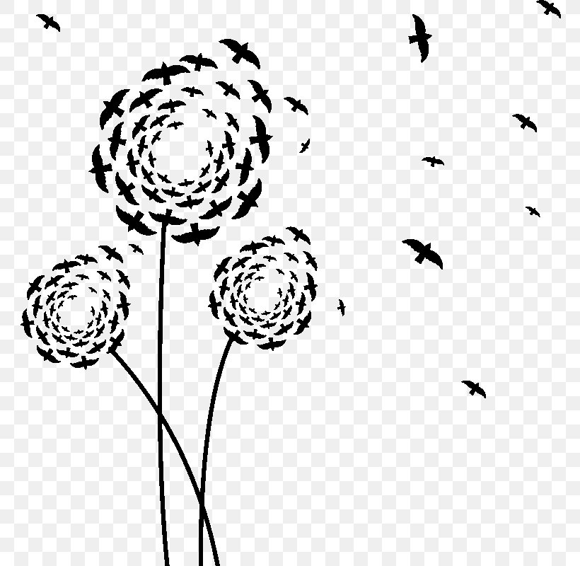 Floral Design Sticker Wall Decal Clip Art, PNG, 800x800px, Floral Design, Artwork, Black, Black And White, Branch Download Free