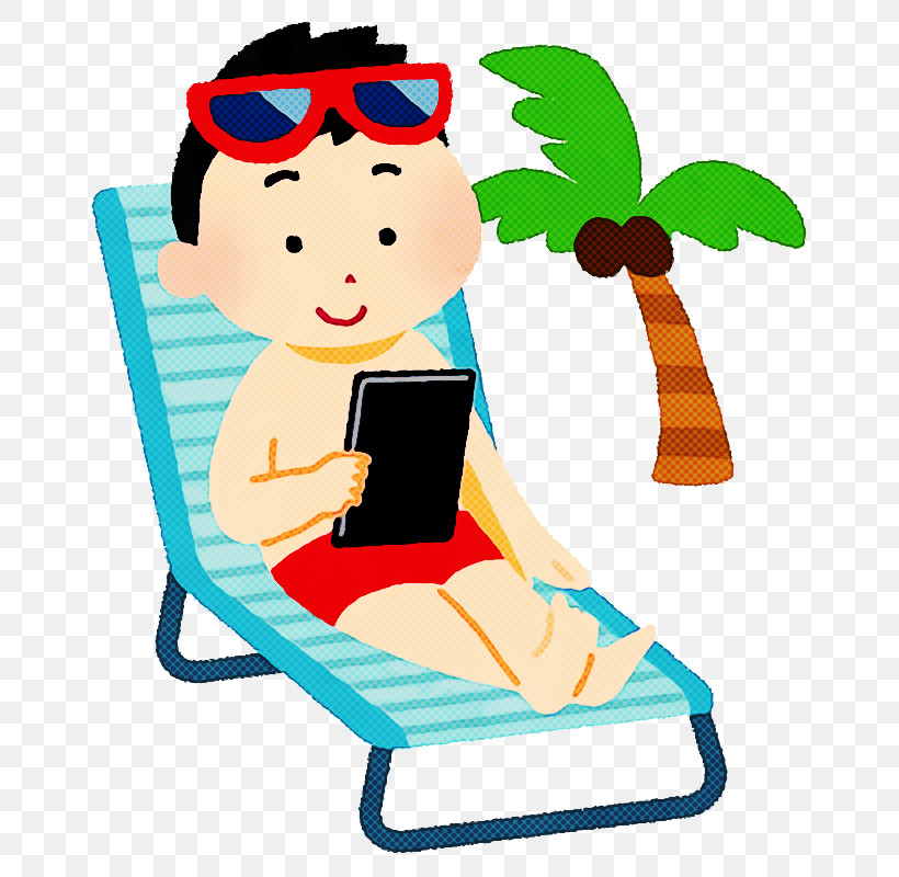 Beach Tablet Summer Vacation, PNG, 704x800px, Summer, Cartoon, Folding Chair, Glasses, Sitting Download Free