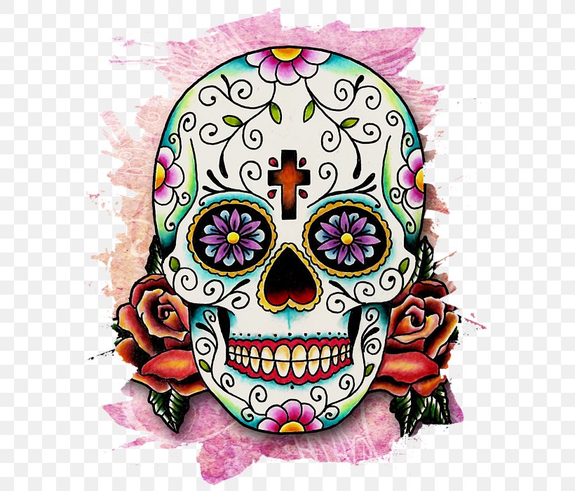 Calavera Skull Day Of The Dead Mexican Cuisine, PNG, 580x700px, Calavera, Art, Bone, Color, Day Of The Dead Download Free