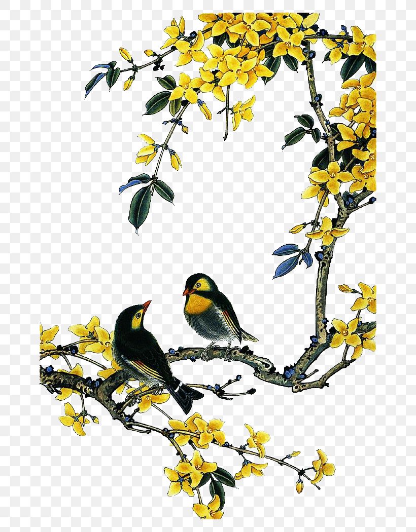 Bird-and-flower Painting Chinese Painting, PNG, 700x1050px, Bird, Art, Beak, Birdandflower Painting, Branch Download Free