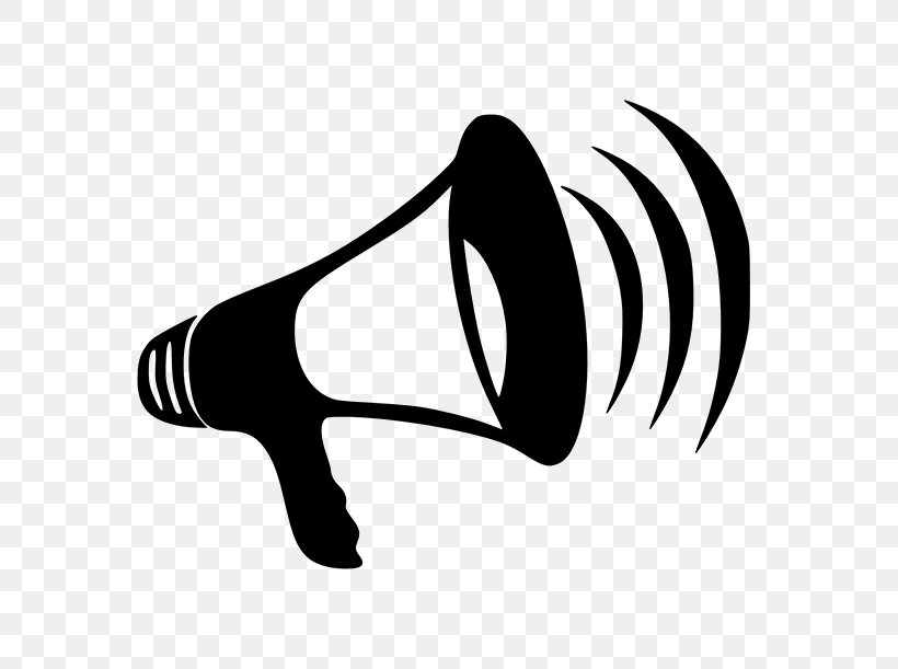 Clip Art Megaphone Vector Graphics Image, PNG, 600x611px, Megaphone, Black, Black And White, Cheerleading, Drawing Download Free