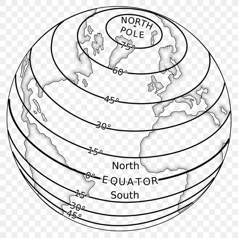 Globe Earth Latitude Longitude Geographic Coordinate System, PNG, 1200x1200px, Globe, Area, Black And White, Circle Of Latitude, Drawing Download Free