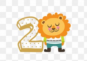 Digital Cartoon Lion - Numerical Digit Cartoon Animal PNG