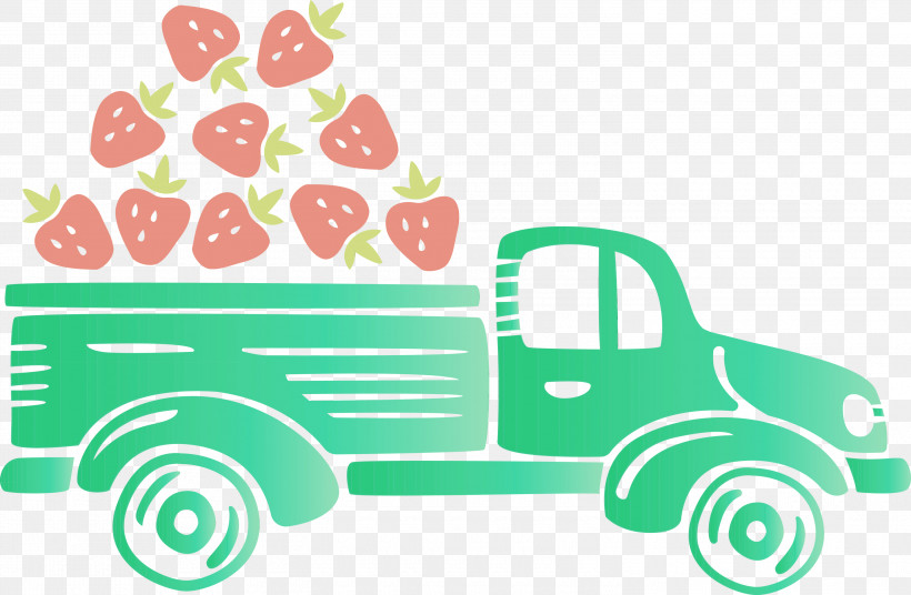 Green Pattern Area Line Meter, PNG, 3000x1963px, Strawberry Truck, Area, Automobile Engineering, Autumn, Fruit Download Free