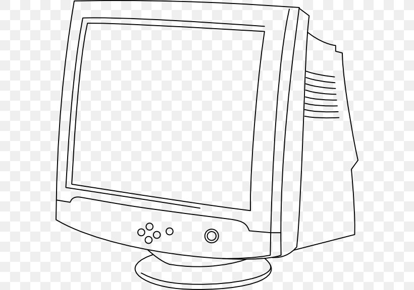 Computer Monitors Line Art Drawing Clip Art, PNG, 600x576px, Computer Monitors, Area, Black And White, Cathode Ray Tube, Computer Download Free