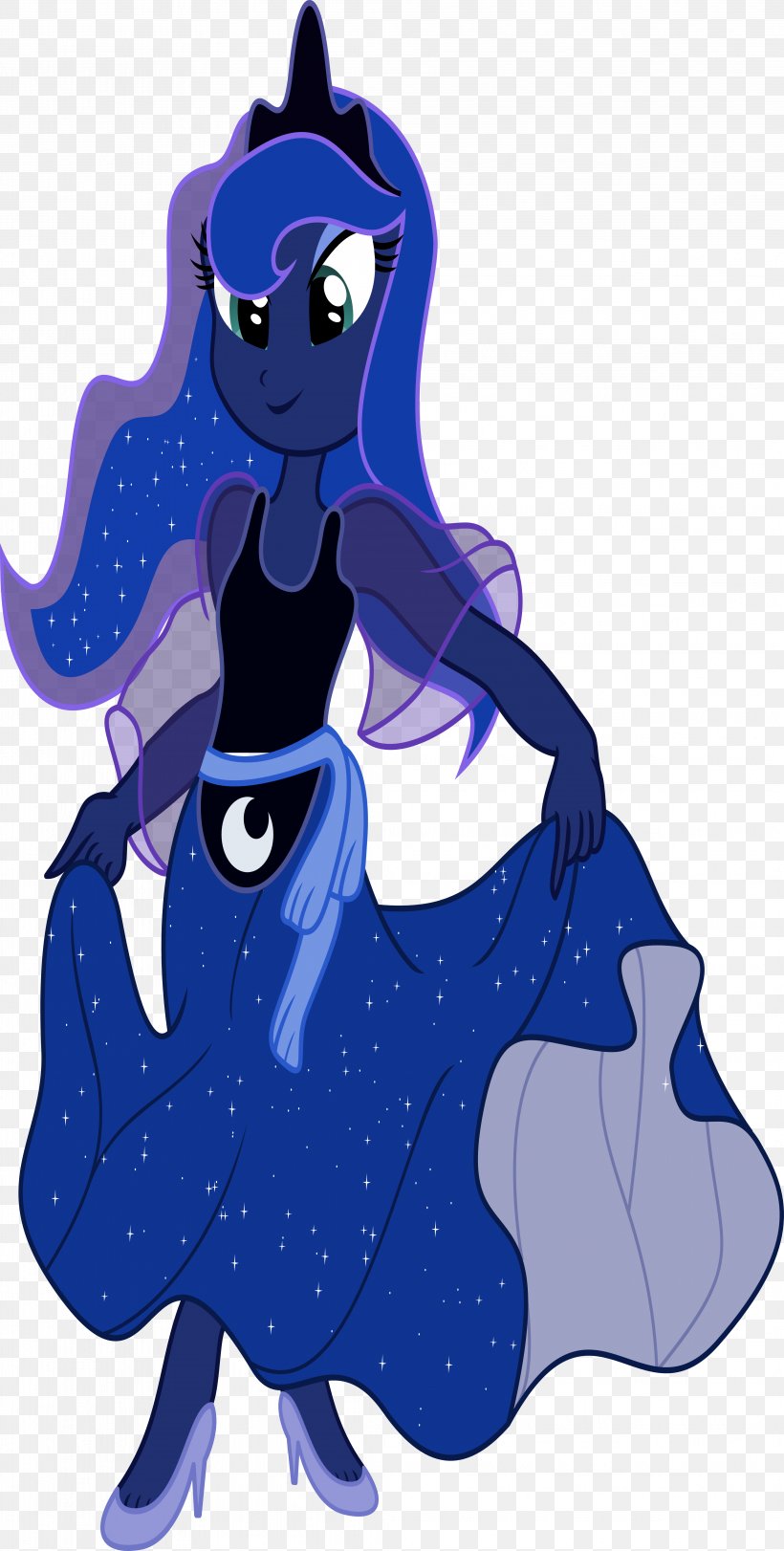 Princess Luna Princess Celestia My Little Pony Equestria, PNG, 4133x8176px, Princess Luna, Art, Cartoon, Cobalt Blue, Costume Design Download Free