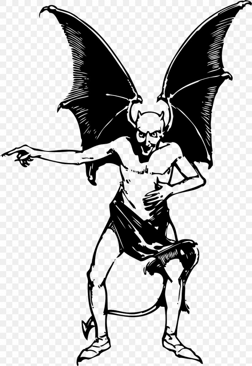 Devil Satan Demon Clip Art, PNG, 883x1280px, Devil, Angel, Art, Black And White, Butterfly Download Free