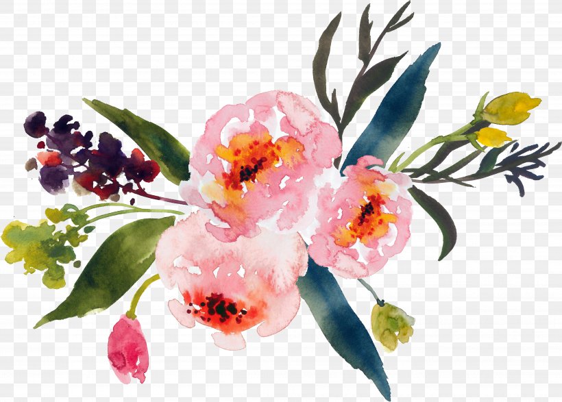 Flower Bouquet Watercolor Painting Clip Art, PNG, 4842x3467px, Flower, Art, Blossom, Branch, Floral Design Download Free