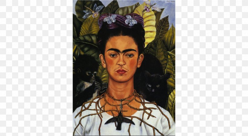 Self-Portrait With Thorn Necklace And Hummingbird Frida Kahlo Museum Painting, PNG, 1350x743px, Frida Kahlo Museum, Art, Artist, Canvas, Diego Rivera Download Free