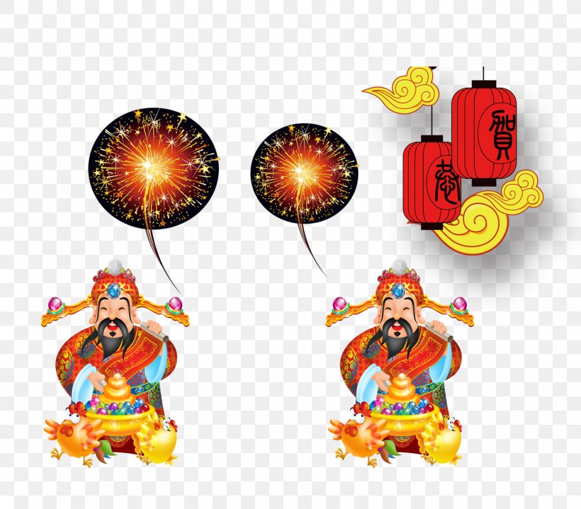 Fireworks Phxe1o Illustration, PNG, 1701x1493px, Fireworks, Caishen, Fictional Character, Lantern, Lunar New Year Download Free