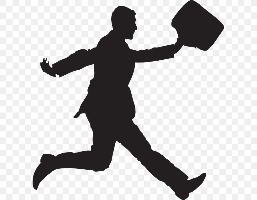 Businessperson Silhouette Clip Art, PNG, 611x640px, Businessperson, Arm, Black And White, Briefcase, Business Download Free