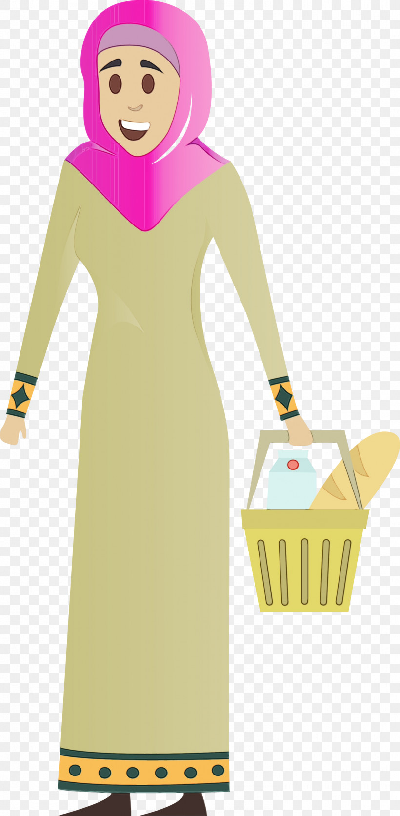 Clothing Yellow Pink Cartoon Dress, PNG, 1471x3000px, Arabic Woman, Abaya, Arabic Girl, Cartoon, Clothing Download Free