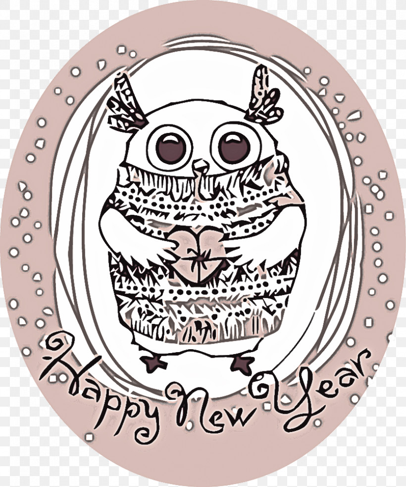 Happy New Year, PNG, 835x1000px, Happy New Year, Bird Of Prey, Circle, Owl, Pink Download Free