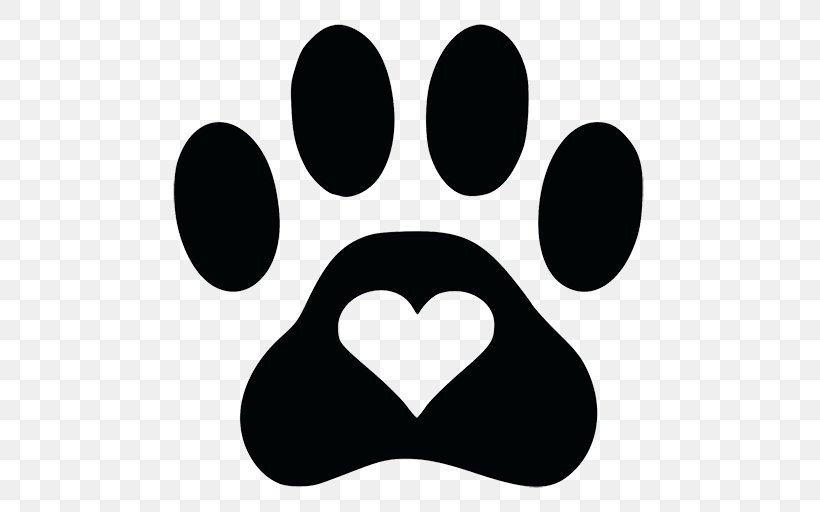 Dog Clip Art Paw Cat Openclipart, PNG, 512x512px, Dog, Black, Black And White, Cat, Heart Download Free