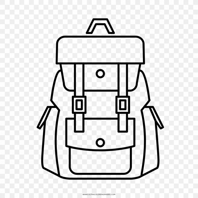 Backpack Drawing Hiking Coloring Book, PNG, 1000x1000px, Backpack, Area, Bag, Black, Black And White Download Free