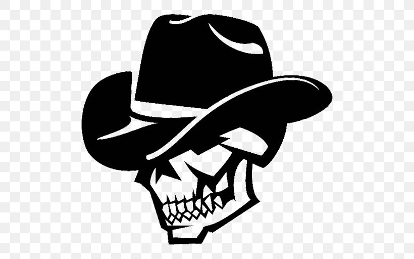 Cowboy Hat Skull Flat Cap, PNG, 512x512px, Hat, Black And White, Black Hat, Brand, Cap Download Free