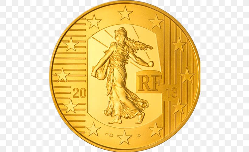Gold Coin Gold Coin Monnaie De Paris Euro, PNG, 500x500px, 1 Euro Coin, 5 Cent Euro Coin, 50 Cent Euro Coin, 100 Euro Note, Coin Download Free