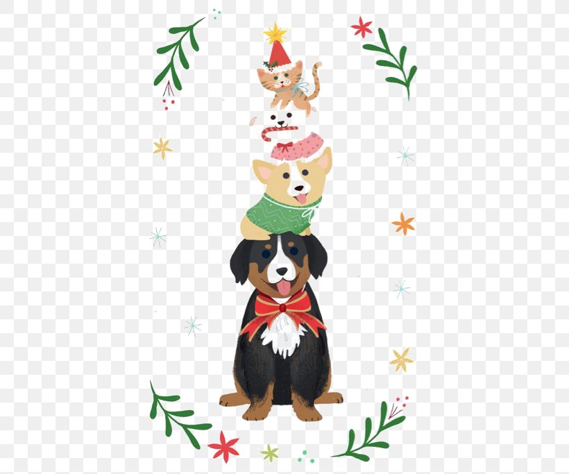 Dog Santa Claus Christmas Card Illustration, PNG, 429x683px, Dog, American Greetings, Carnivoran, Christmas, Christmas Card Download Free