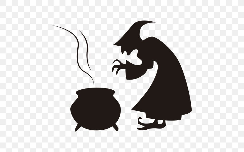 Silhouette Witchcraft Halloween, PNG, 512x512px, Silhouette, Art, Artwork, Black And White, Costume Download Free