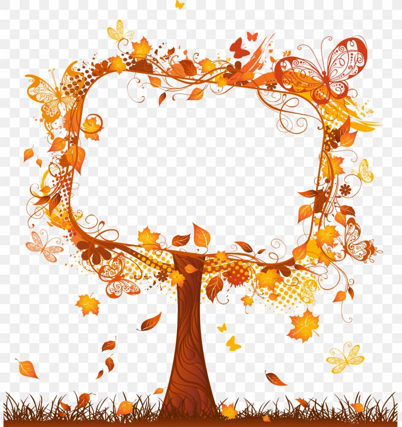 Vector Graphics Clip Art Autumn Illustration, PNG, 1485x1579px, Autumn, Drawing, Fall Tree, Leaf, Orange Download Free