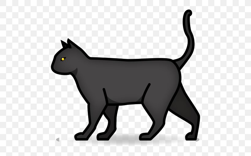 Whiskers Black Cat Kitten Emoji, PNG, 512x512px, Whiskers, Animal, Artwork, Black, Black And White Download Free