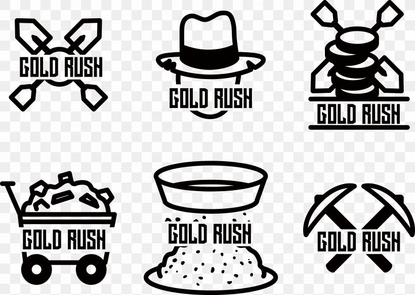 Illustration, PNG, 5154x3659px, Gold Rush, Black, Black And White, Brand, Clip Art Download Free