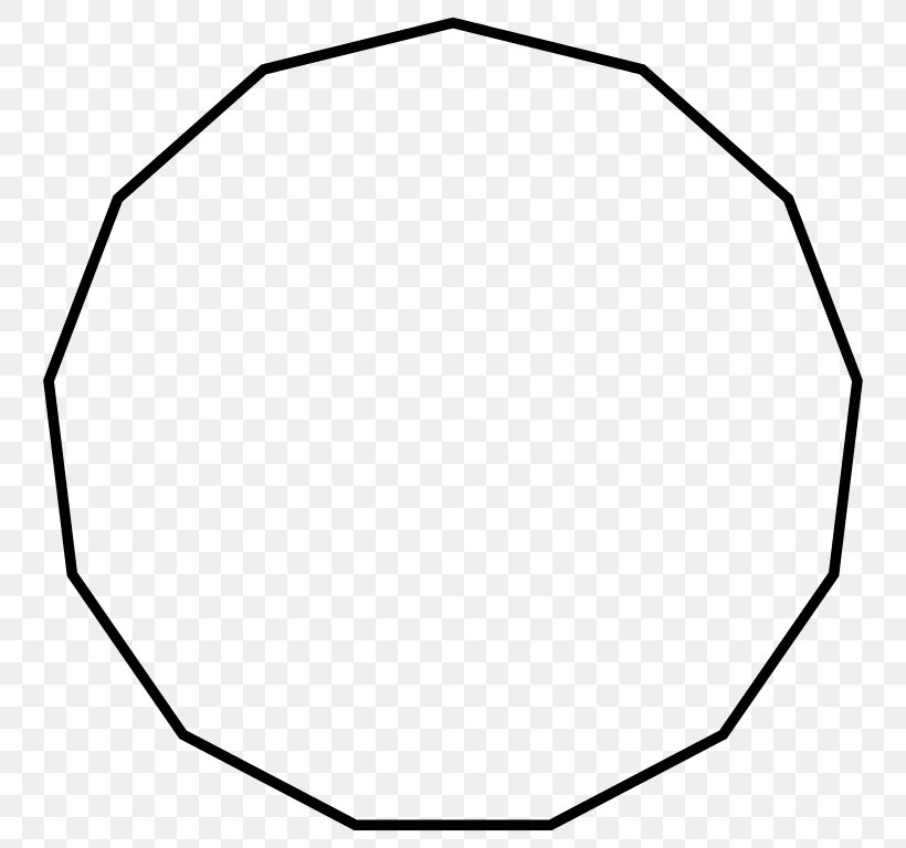 Regular Polygon Tridecagon Pentadecagon Triangle, PNG, 768x768px, Regular Polygon, Area, Black, Black And White, Enneadecagon Download Free