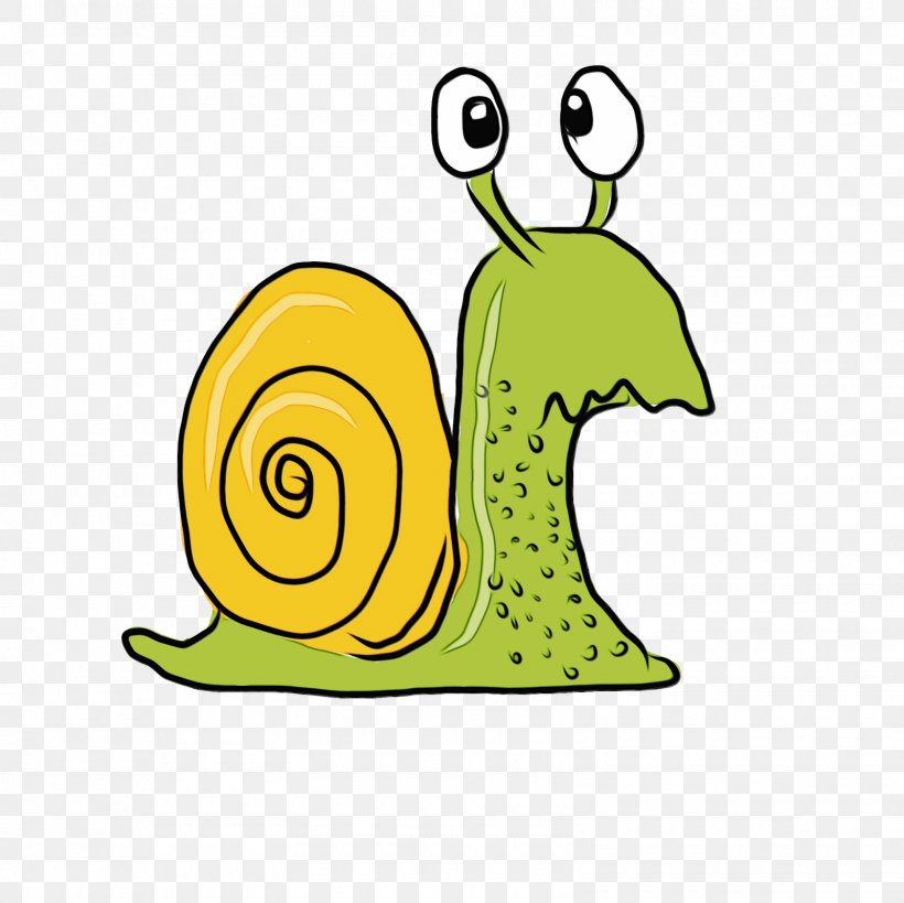 Snails And Slugs Snail Green Cartoon Yellow, PNG, 1600x1600px, Watercolor, Cartoon, Green, Paint, Sea Snail Download Free