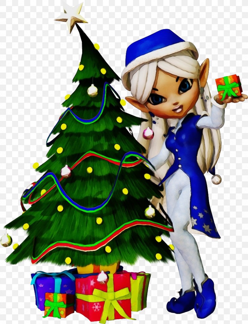Christmas Tree, PNG, 833x1090px, Watercolor, Christmas, Christmas Decoration, Christmas Elf, Christmas Eve Download Free