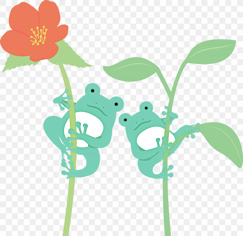 Flower Plant Stem Leaf Cartoon Petal, PNG, 3000x2919px, Frog, Cartoon, Flower, Green, Leaf Download Free