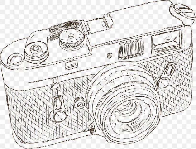 Digital Cameras Drawing Photography, PNG, 4457x3388px, Camera, Artwork, Black And White, Digital Cameras, Drawing Download Free