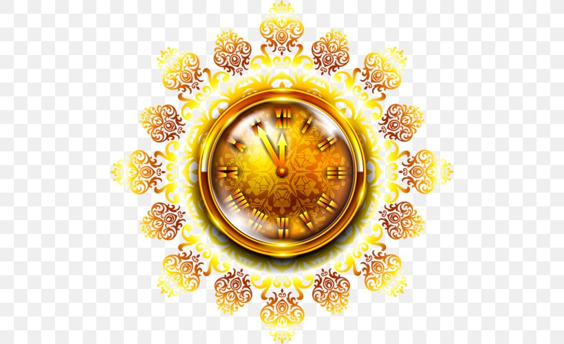 Image Clock JPEG Download, PNG, 500x500px, Clock, Flower, Gold, Home Accessories, New Year Download Free