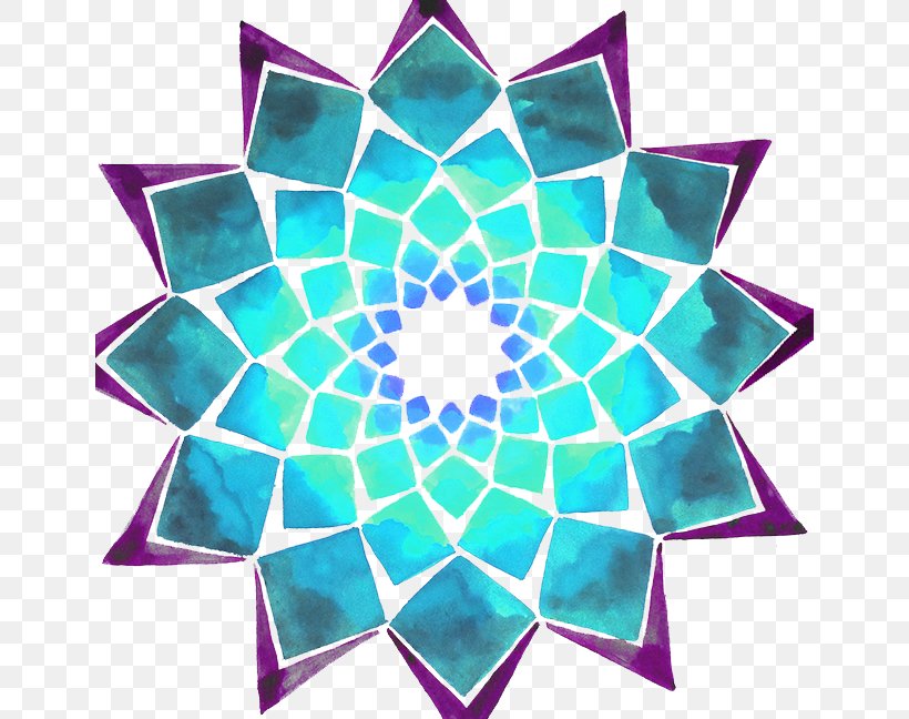Symmetry Line Point Turquoise Pattern, PNG, 648x648px, Symmetry, Aqua, Area, Flower, Mandala Download Free