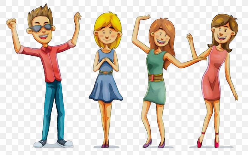Cartoon Social Group Animated Cartoon Fun Friendship, PNG, 1024x641px, Watercolor, Animated Cartoon, Cartoon, Friendship, Fun Download Free