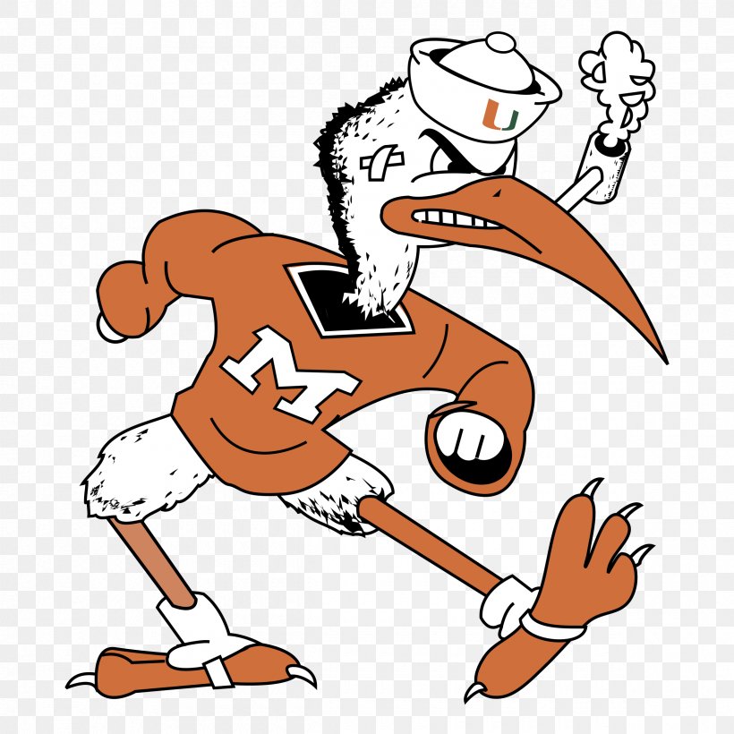 Miami Hurricanes Football University Of Miami Miami Hurricanes Women's Basketball Miami Hurricanes Men's Basketball Sebastian The Ibis, PNG, 2400x2400px, Miami Hurricanes Football, American Football, Animal Figure, Area, Arm Download Free