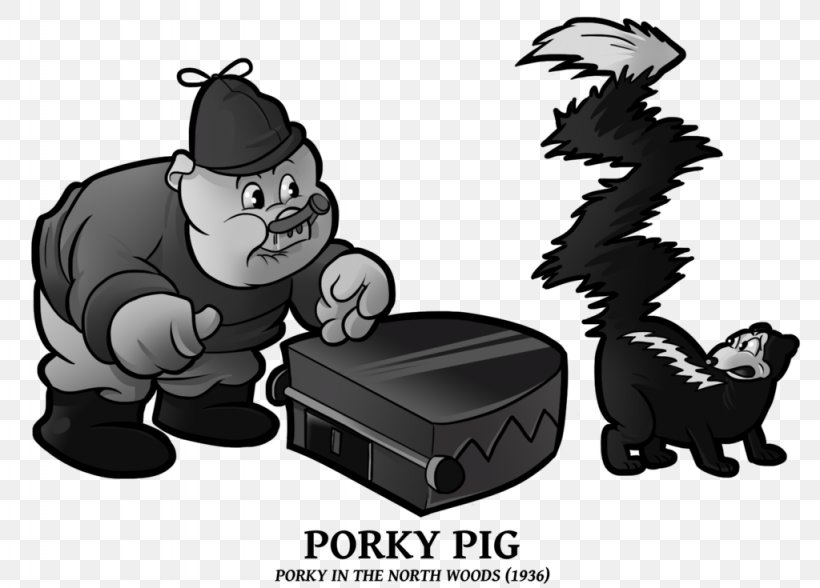 Porky Pig Hollywood Cat Cartoon Looney Tunes, PNG, 1024x735px, Porky Pig, Art, Bear, Black And White, Carnivoran Download Free