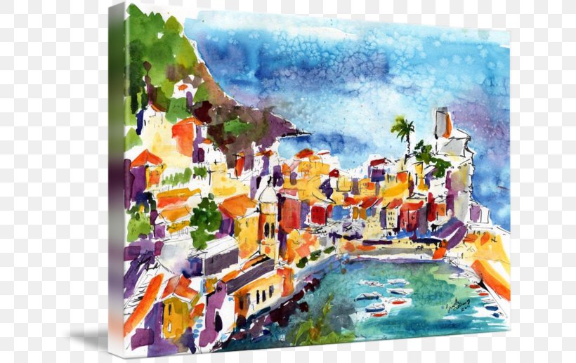 Vernazza Watercolor Painting Gallery Wrap Canvas, PNG, 650x517px, Vernazza, Acrylic Paint, Art, Artwork, Canvas Download Free