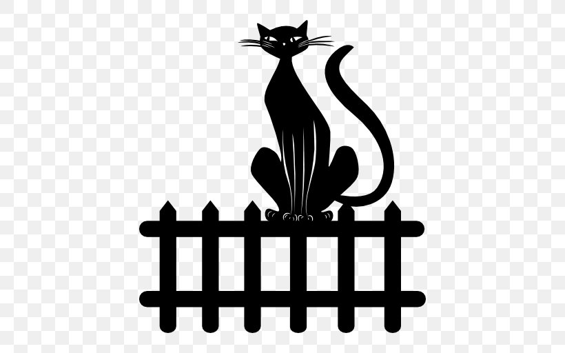 Cat Fence, PNG, 512x512px, Cat, Artwork, Black, Black And White, Black Cat Download Free