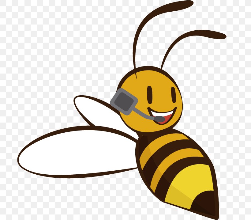 Honey Bee Cartoon White Clip Art, PNG, 708x718px, Honey Bee, Artwork, Bee, Black, Black And White Download Free