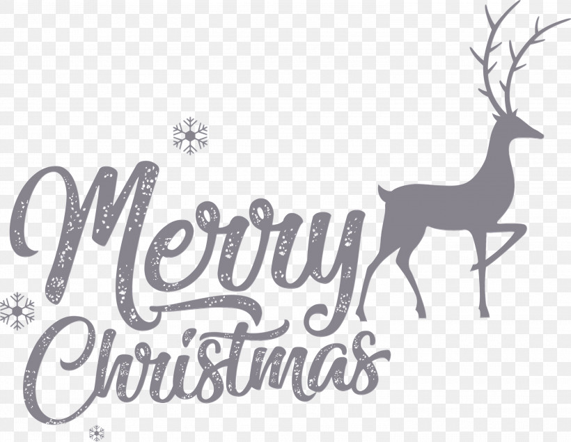 Reindeer, PNG, 3000x2325px, Merry Christmas, Antler, Black, Black And White, Deer Download Free
