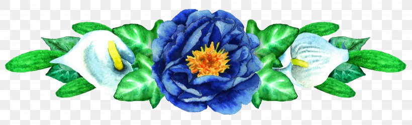 Blue Flower Watercolor Painting Clip Art, PNG, 4800x1464px, Blue, Blue Rose, Cut Flowers, Flower, Flowering Plant Download Free