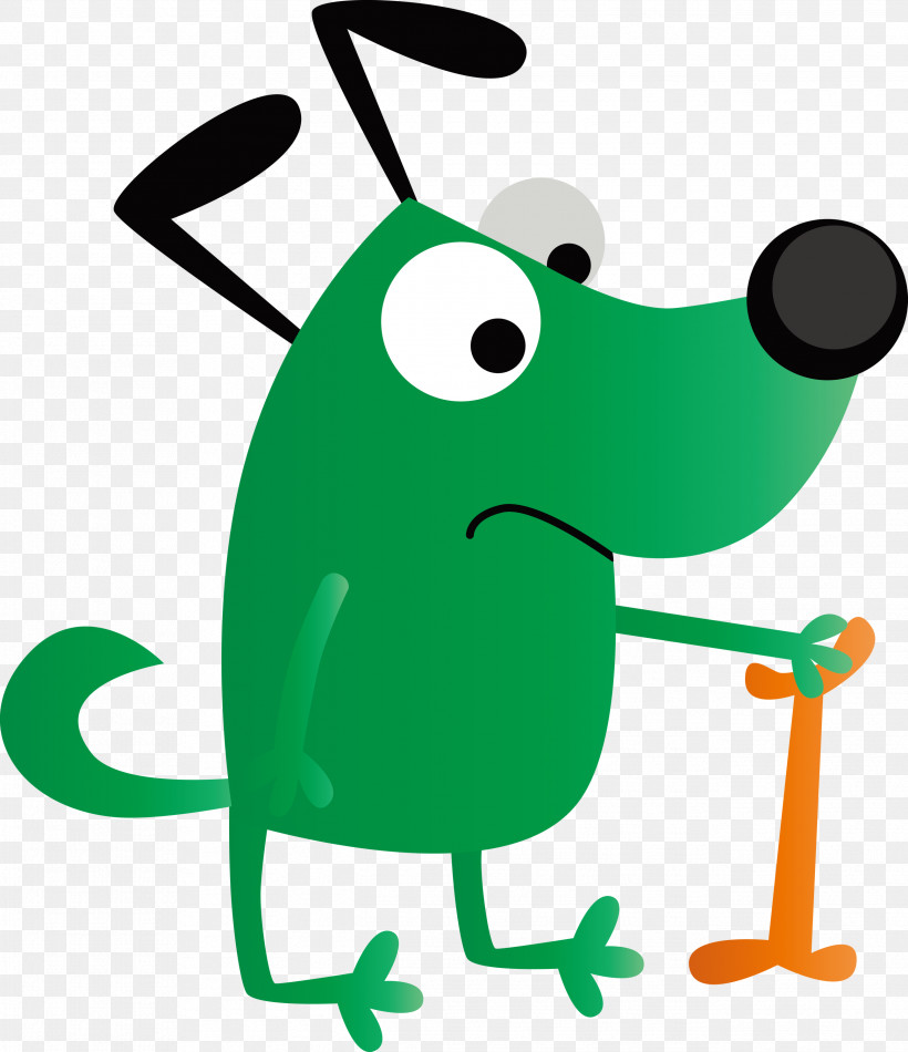 Green, PNG, 2587x3000px, Cute Cartoon Dog, Green Download Free