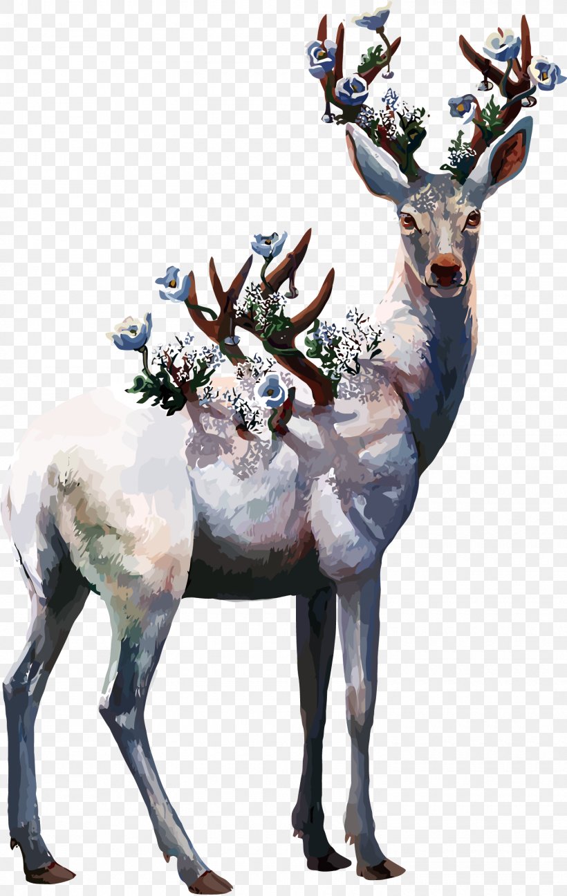 Deer Oil Painting Poster, PNG, 1500x2372px, Deer, Antler, Art, Digital Art, Drawing Download Free