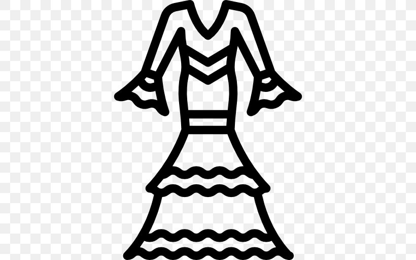 Dress Clothing Folk Costume Gown Clip Art, PNG, 512x512px, Dress, Artwork, Black, Black And White, Clothing Download Free